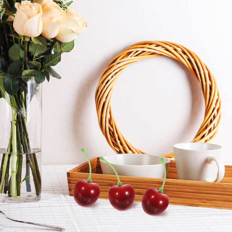 Imituoti vaisių vyšnių modelį Realistiškas vyšnių modelis Vaisių ornamentas netikras plastikinis vaisius vyšnių atrama Vakarėlio fotografija vaisius