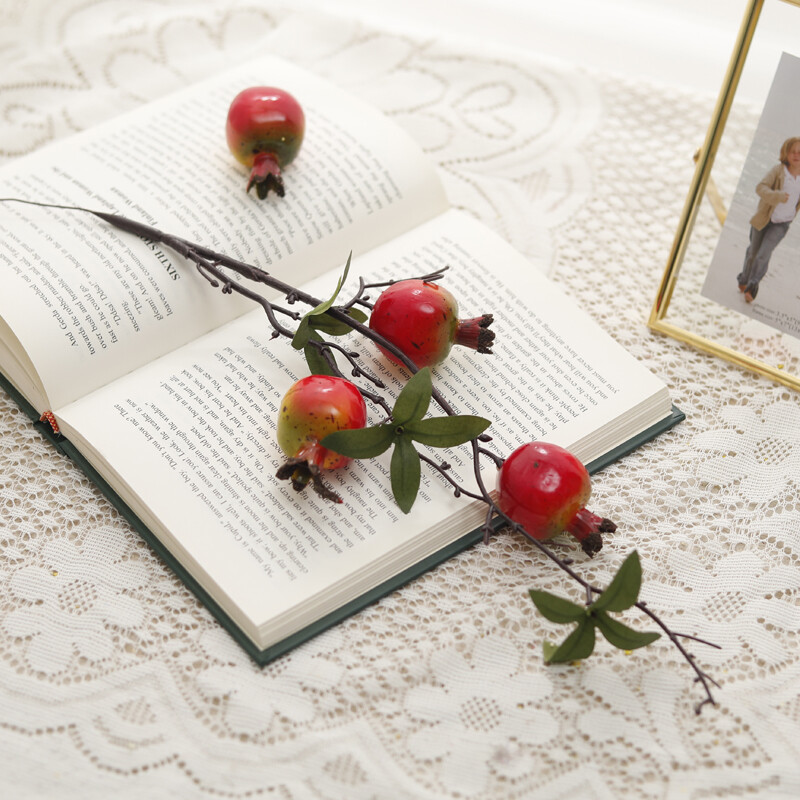 Mākslīgie augi Apelsīnu granātābolu zars Logu dekorēšana Plastmasas Dārza Kāzas Ziemassvētku Mājas Noformējums Viltus Augļi