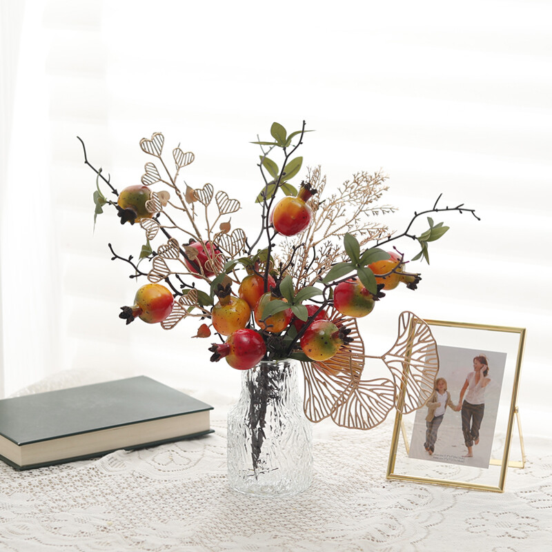 Mākslīgie augi Apelsīnu granātābolu zars Logu dekorēšana Plastmasas Dārza Kāzas Ziemassvētku Mājas Noformējums Viltus Augļi