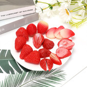 10 db mesterséges eper szirmok barkácsolás mesterséges gyümölcs szimuláció hamis gyümölcs party fotózás kellékek dísz otthon esküvői dekoráció