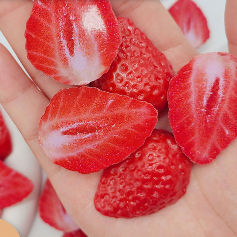 10 db mesterséges eper szirmok barkácsolás mesterséges gyümölcs szimuláció hamis gyümölcs party fotózás kellékek dísz otthon esküvői dekoráció