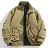 BoJsd Rudens ziemas vīriešu ikdienas jakas plus samta biezāka statīvā apkakle brīva liela izmēra topi vīriešu jakas