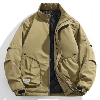 BoJsd Rudens ziemas vīriešu ikdienas jakas plus samta biezāka statīvā apkakle brīva liela izmēra topi vīriešu jakas