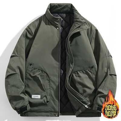 BoJsd Rudens ziemas vīriešu ikdienas jakas plus samta biezāka statīvā apkakle brīva liela izmēra topi vīriešu jakas