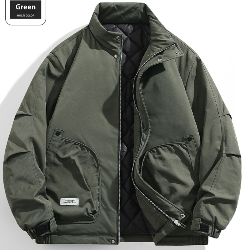 BoJsd Rudens ziemas vīriešu ikdienas jakas plus samta biezāka statīvā apkakle brīva liela izmēra topi vīriešu jakas