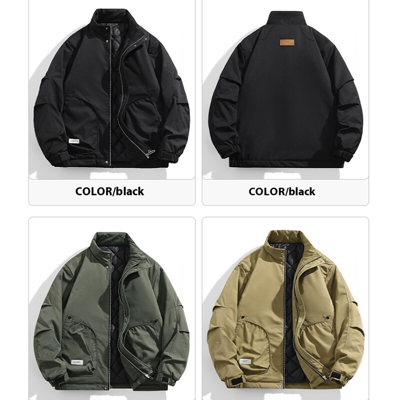 BoJsd Rudens ziemas vīriešu ikdienas jakas plus samta biezāka statīvā apkakle brīva liela izmēra topi vīriešu jakas