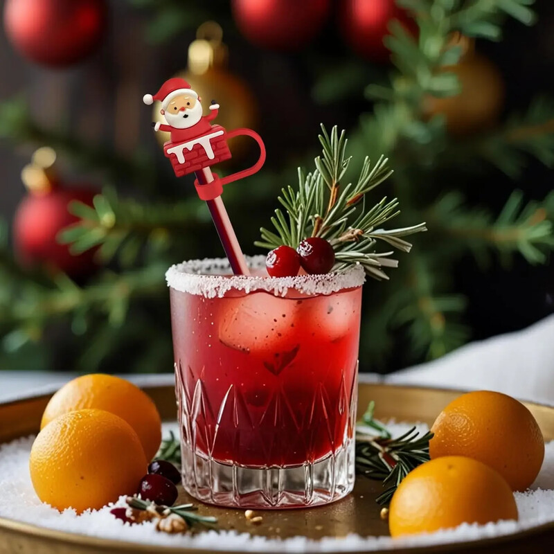 6 gab. 10 mm Ziemassvētku salmu vāciņu vāciņš Stenlija kausu tvertņu piederumiem, atkārtoti lietojams salmu vāciņa aizbāznis salmiņu uzgaļu vākiem