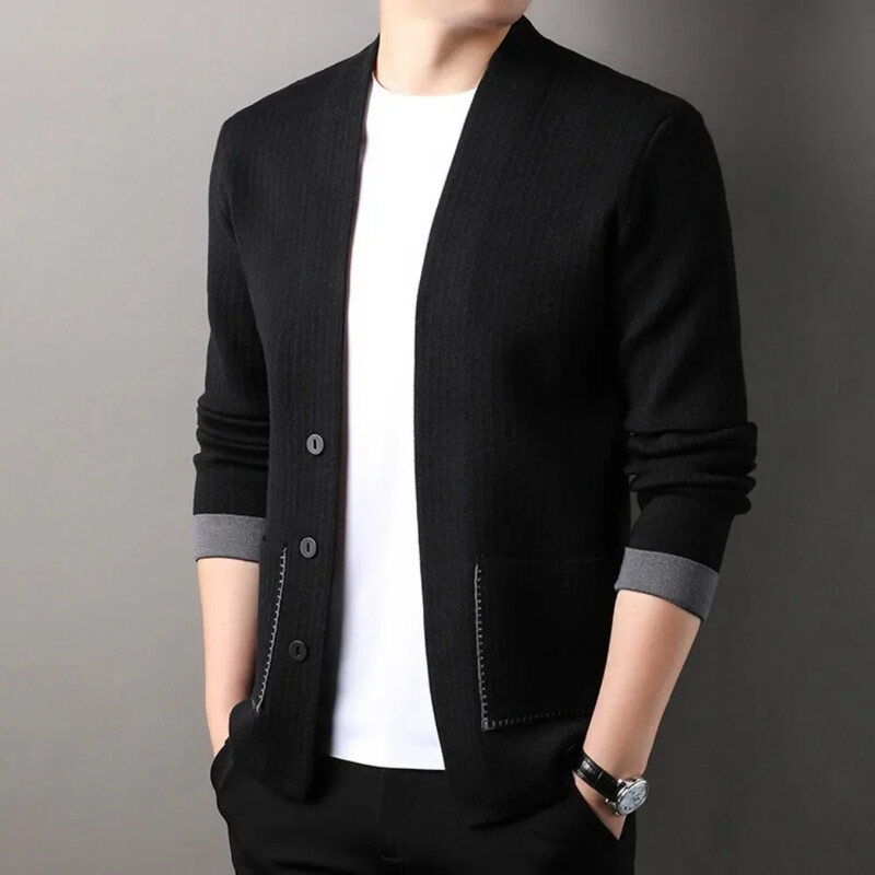 Cardigan tricotat pentru bărbați de înaltă calitate, fără nasturi, ocazional, costume confortabile și versatile, haine pentru bărbați, haine, jachetă
