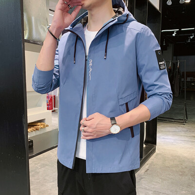 Pavasaris un rudens jauns modes vienkrāsains ar kapuci liela izmēra jaka Vīriešu ikdienas brīvs ērts augstas kvalitātes mētelis M-5XL 2024