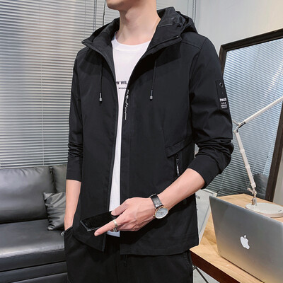 Pavasaris un rudens jauns modes vienkrāsains ar kapuci liela izmēra jaka Vīriešu ikdienas brīvs ērts augstas kvalitātes mētelis M-5XL 2024