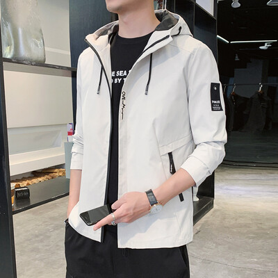 Pavasaris un rudens jauns modes vienkrāsains ar kapuci liela izmēra jaka Vīriešu ikdienas brīvs ērts augstas kvalitātes mētelis M-5XL 2024