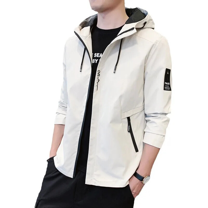 Pavasaris un rudens jauns modes vienkrāsains ar kapuci liela izmēra jaka Vīriešu ikdienas brīvs ērts augstas kvalitātes mētelis M-5XL 2024