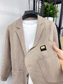 Viegls luksusa vīriešu trikotāžas džemperis džemperis rudens ziemas jauns karsts pārdod augstas klases korejiešu versijas žakarda dizaina ikdienas mētelis