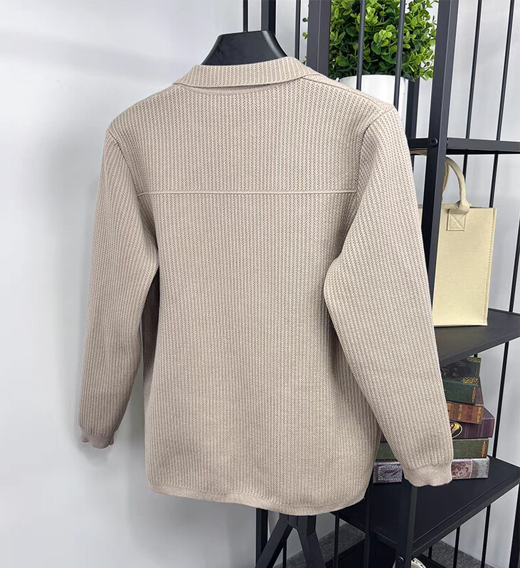 Viegls luksusa vīriešu trikotāžas džemperis džemperis rudens ziemas jauns karsts pārdod augstas klases korejiešu versijas žakarda dizaina ikdienas mētelis