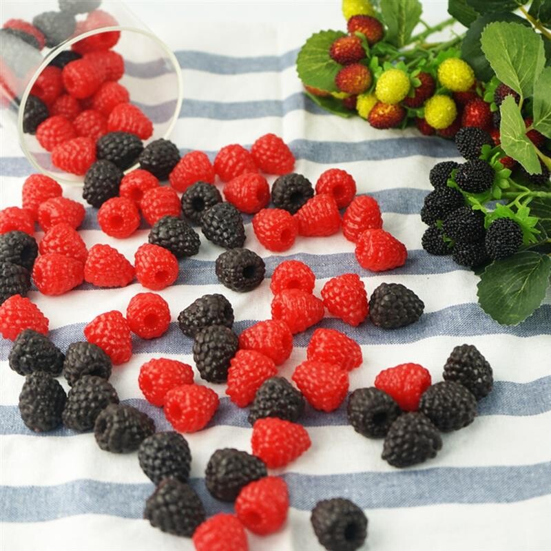 4 db/szett Élethű műgyümölcs valósághű málna hamis növényfotózás kellékek lakberendezési kiegészítők