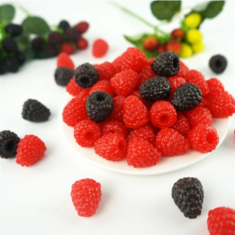 4 db/szett Élethű műgyümölcs valósághű málna hamis növényfotózás kellékek lakberendezési kiegészítők