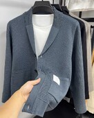 felsőkategóriás férfi kötött kardigán őszi tél divatos könnyű luxus zseb jacquard koreai stílusú dizájn alkalmi pulóver kabát