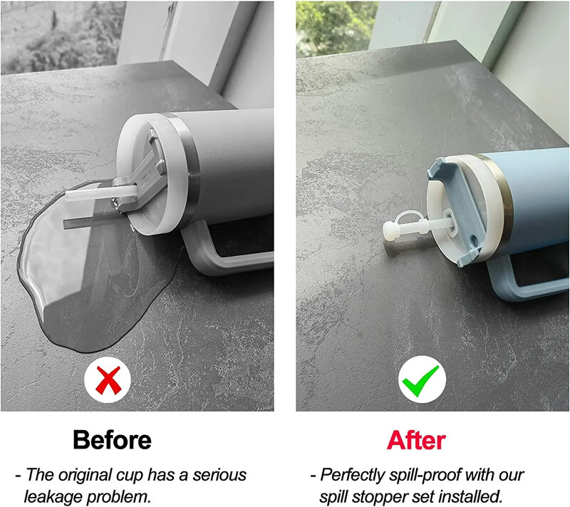 Silikono išsiliejimo nepraleidžiančių kamščių rinkinys iš 3, suderinamas su Stanley puodeliu 2,0 1,0 40 uncijų / 30 uncijų stiklinės vandens puodelio nuotėkio priedai