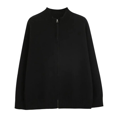 Divatos, karcsúsított, kötött kardigán férfi japán ősz, tél egyszínű, teljes cipzáras pulóver Alkalmi kabátok dzseki férfi ruhák 2024