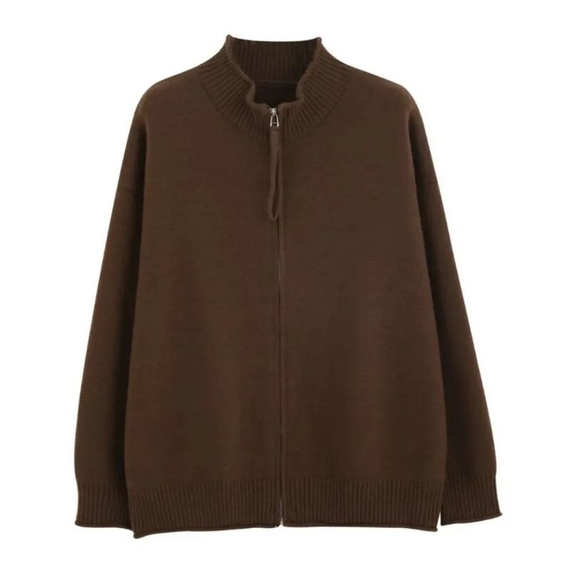 Divatos, karcsúsított, kötött kardigán férfi japán ősz, tél egyszínű, teljes cipzáras pulóver Alkalmi kabátok dzseki férfi ruhák 2024