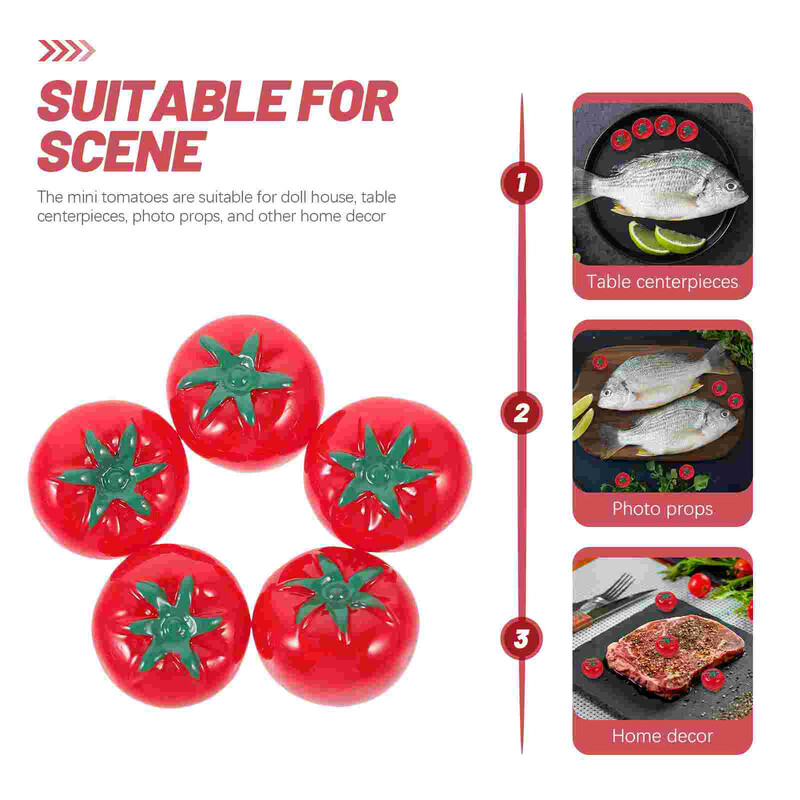 20 gab. Mini mākslīgie augļi darbvirsmas dekori Tomāti mākslīgie sveķu rotaslietas aksesuāri bērnam