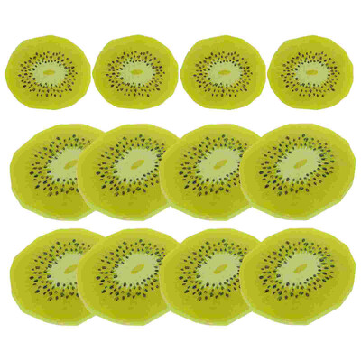 12 gab mākslīgo augļu dekors, imitēts kivi ainas rotājums pusdienu galds PVC viltots šķēle