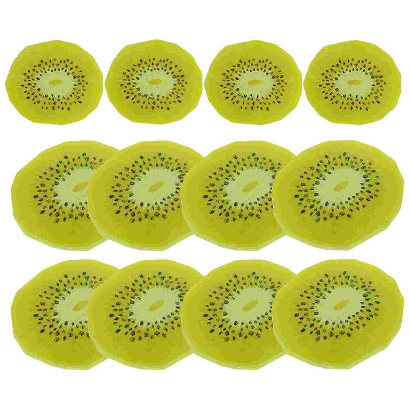 12 gab mākslīgo augļu dekors, imitēts kivi ainas rotājums pusdienu galds PVC viltots šķēle