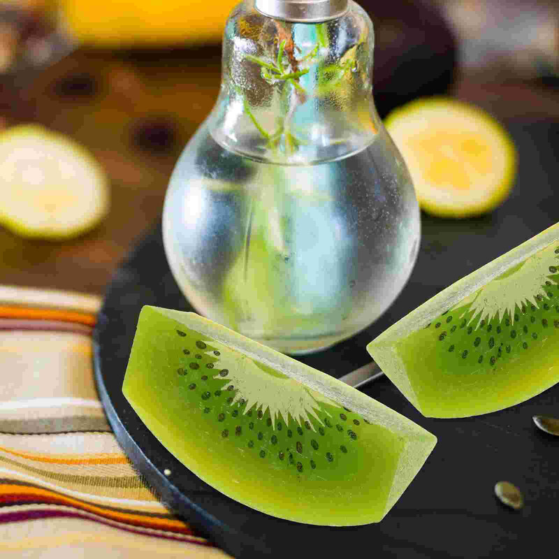 12 gab mākslīgo augļu dekors, imitēts kivi ainas rotājums pusdienu galds PVC viltots šķēle