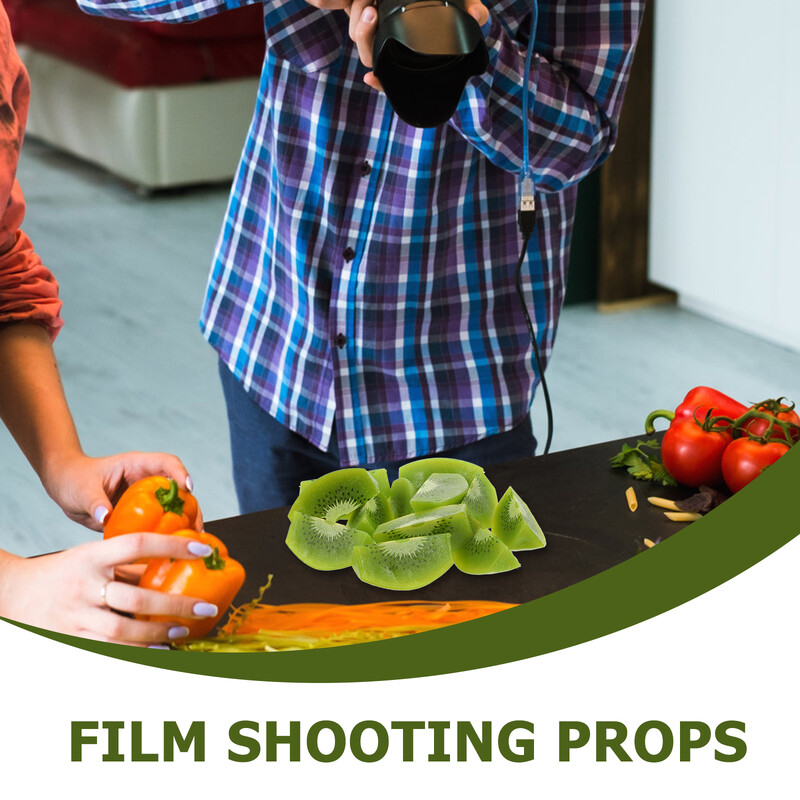 12 gab mākslīgo augļu dekors, imitēts kivi ainas rotājums pusdienu galds PVC viltots šķēle