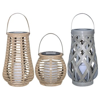 Rattan Solar Lantern IP44 Αδιάβροχο κρεμαστό/όρθιο εξωτερικό Big Rattan Solar Light with Handle for Yard Garden Home Decoration