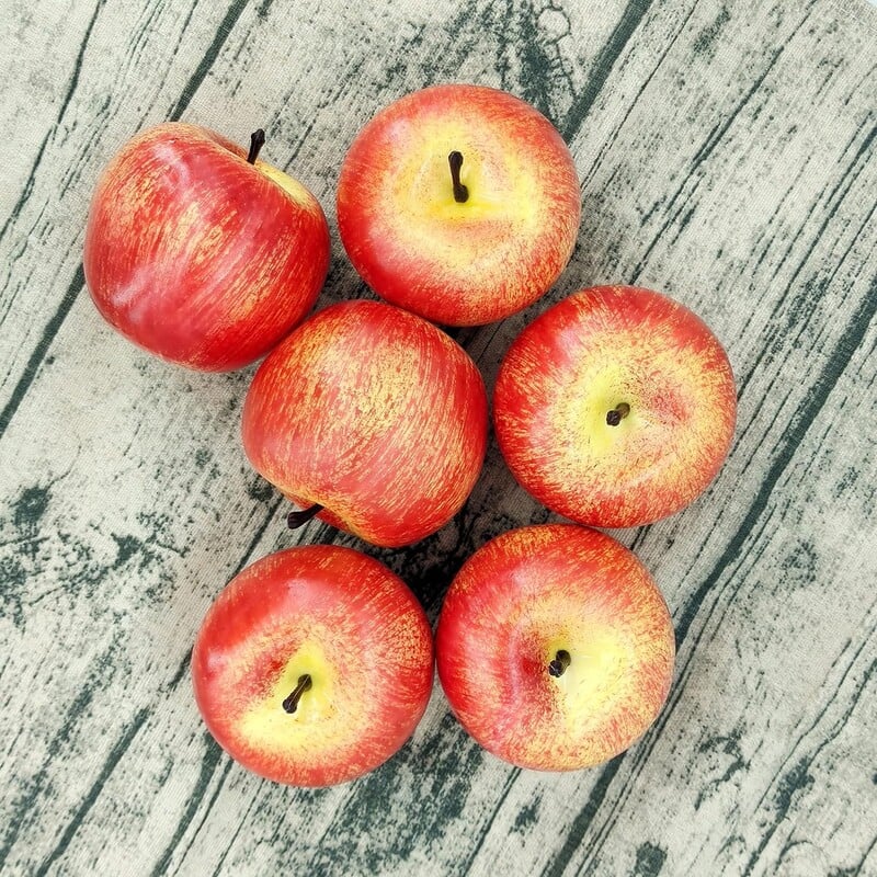 6db mesterséges alma hamis gyümölcs alma szimuláció otthoni dekorációhoz Élethű normál méret konyhai parti karácsonyi dekorációhoz