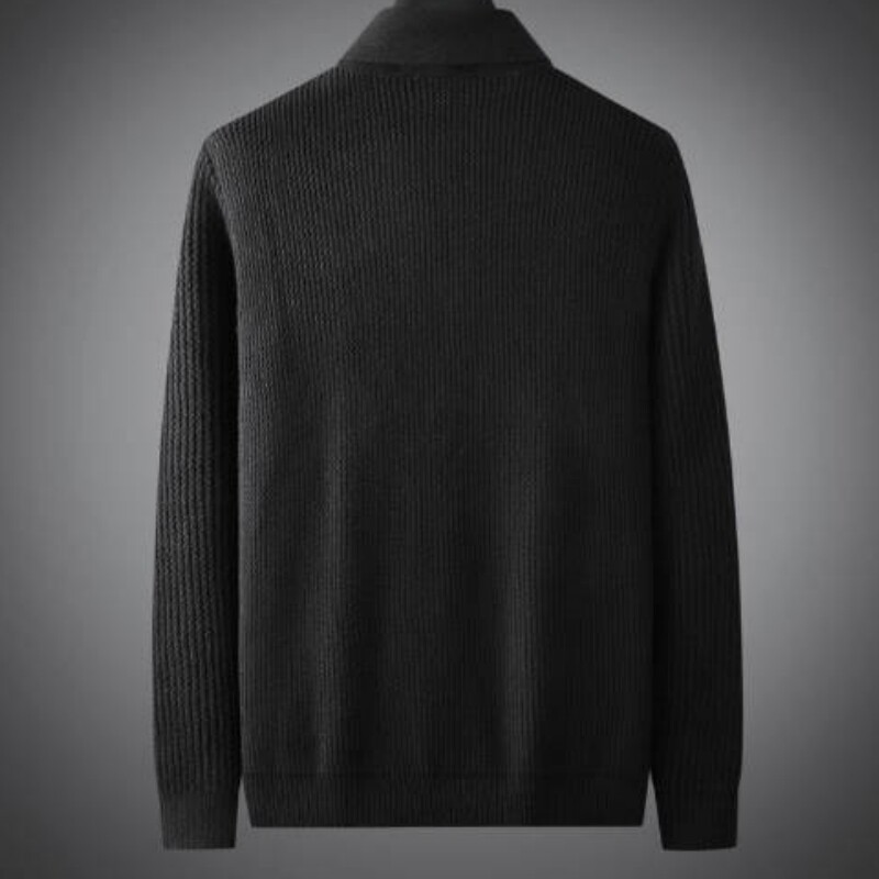 Férfi felsőkategóriás szabadidős kötött dzseki 2024 őszi új zöld gyümölcsgalléros karcsúsított kardigán pulóver divat szabadidős férfikabát