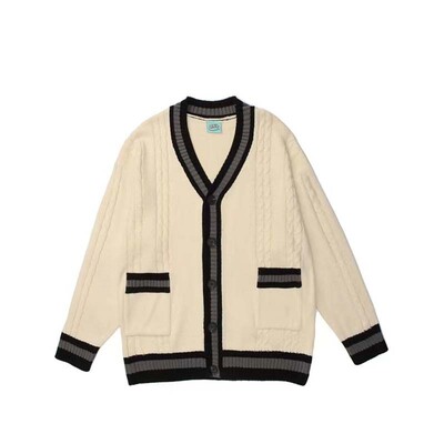 2022 m. rudens žiema Naujas japoniškas senovinis spalvotas megztinis Vyriškas gatvės laisvas poros laisvalaikio trikotažo striukės tendencija