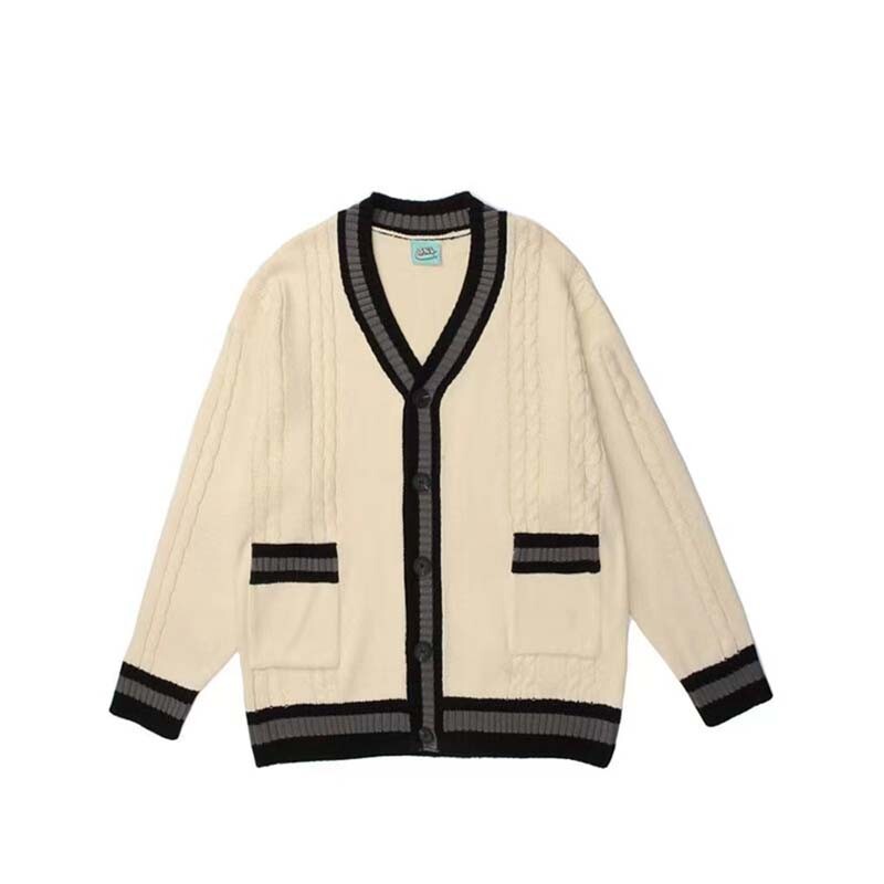 2022 m. rudens žiema Naujas japoniškas senovinis spalvotas megztinis Vyriškas gatvės laisvas poros laisvalaikio trikotažo striukės tendencija