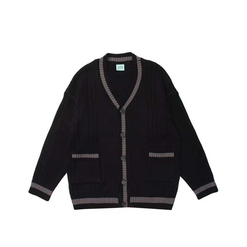 2022 m. rudens žiema Naujas japoniškas senovinis spalvotas megztinis Vyriškas gatvės laisvas poros laisvalaikio trikotažo striukės tendencija