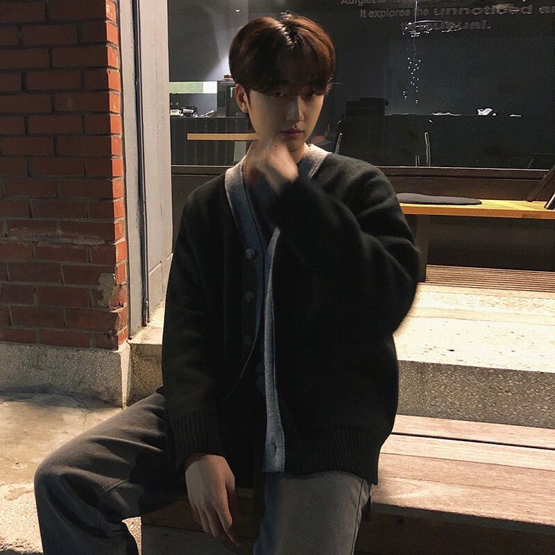 Pulover cardigan coreean jachetă pentru bărbați, primăvară și toamnă, noua versiune coreeană, pulover versatil, pulover casual, topuri în tendințe