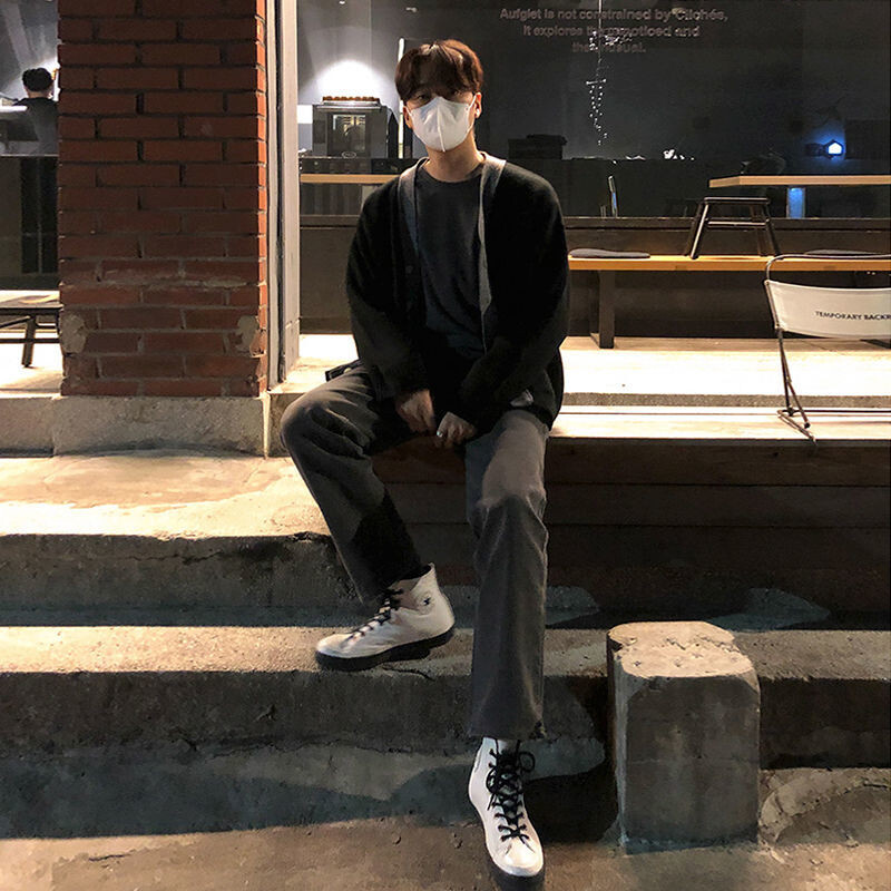 Pulover cardigan coreean jachetă pentru bărbați, primăvară și toamnă, noua versiune coreeană, pulover versatil, pulover casual, topuri în tendințe