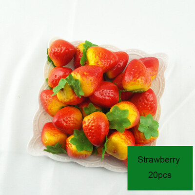 20db/tétel szimuláció mini mini gyümölcsmodell lakberendezés ünnepi parti fotó kellékek barkácsolás kézzel készített dekoráció alma eper