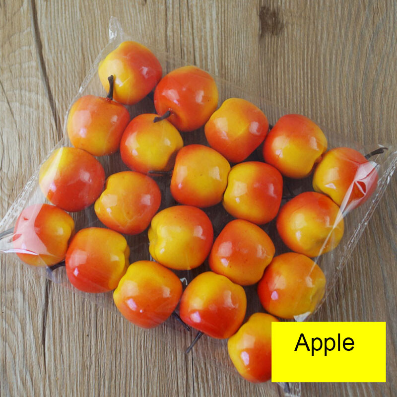 20db/tétel szimuláció mini mini gyümölcsmodell lakberendezés ünnepi parti fotó kellékek barkácsolás kézzel készített dekoráció alma eper