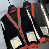 Rudens un ziemas korejiešu modes raibs jaciņa augšdaļa, pogas, brīvas, ikdienišķas, trikotāžas virsdrēbes, vīriešu V veida kakla izgriezuma mēteļa jaka