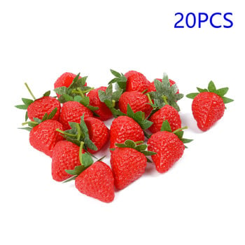 20 τμχ Artificial Strawberry DIY Artificial Fruits Simulation Plastic Fake Fruit Party Prop Στολίδι Σπίτι Γάμος Διακόσμηση φαγητού σπιτιού