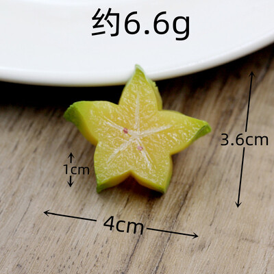 Szimulált PVC műgyümölcs blokk, karambola szelet blokk, barkács élelmiszer-játék modell dekoratív díszekkel, ételfotózási kellékek