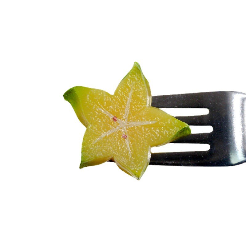 Szimulált PVC műgyümölcs blokk, karambola szelet blokk, barkács élelmiszer-játék modell dekoratív díszekkel, ételfotózási kellékek