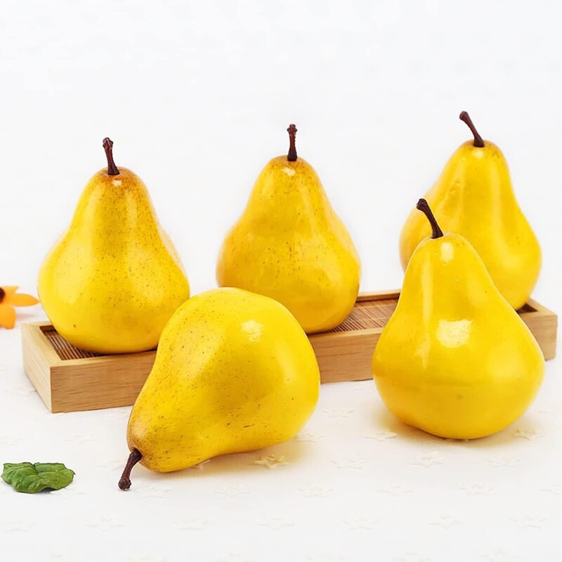 5 bucăți de pere false, fructe artificiale, pere artificiale pentru accesorii foto, decorarea casei (galben)