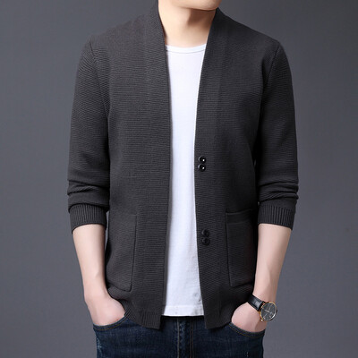 Pavasario rudens vyriškas megztinis megztinis V formos iškirpte lauke, plonas paltas, madingas laisvas, mišrus, laisvalaikio korėjietiško stiliaus pluoštas