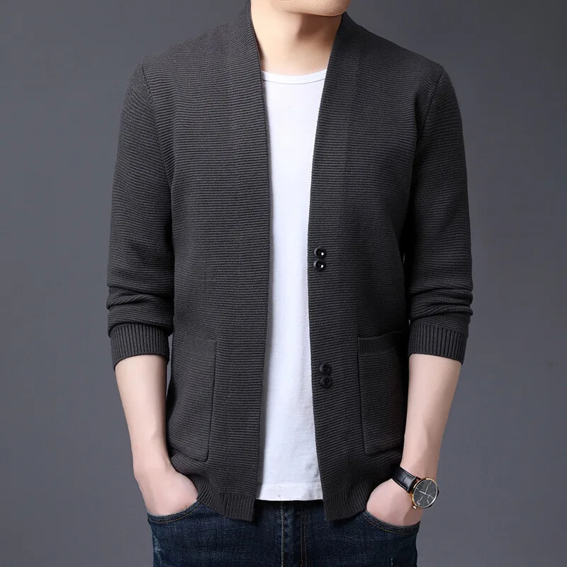 Pavasario rudens vyriškas megztinis megztinis V formos iškirpte lauke, plonas paltas, madingas laisvas, mišrus, laisvalaikio korėjietiško stiliaus pluoštas