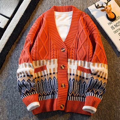 Rudens megztas megztinis megztinis vyrams ir moterims Kasdienis megztinis su V formos iškirpte Madingas universalus viršutinis drabužis Madinga Ins Fashion