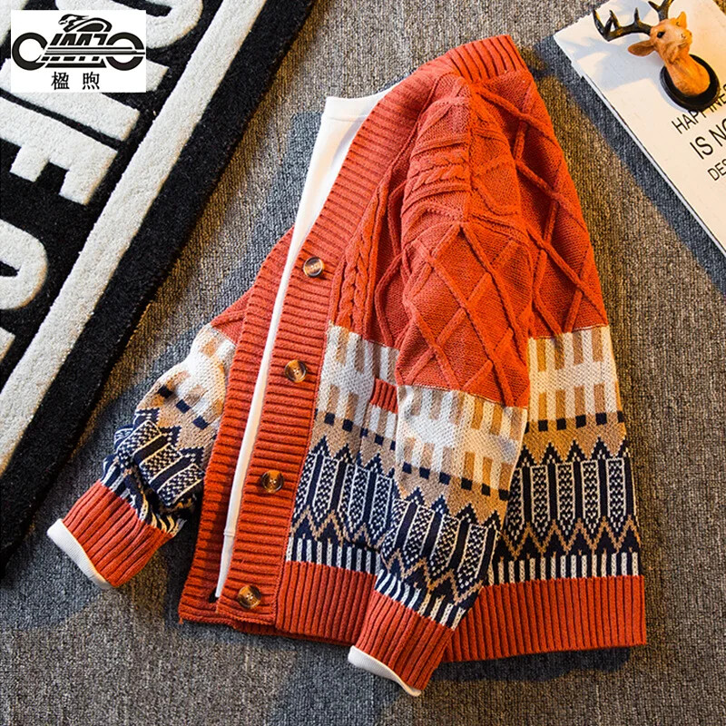 Rudens megztas megztinis megztinis vyrams ir moterims Kasdienis megztinis su V formos iškirpte Madingas universalus viršutinis drabužis Madinga Ins Fashion