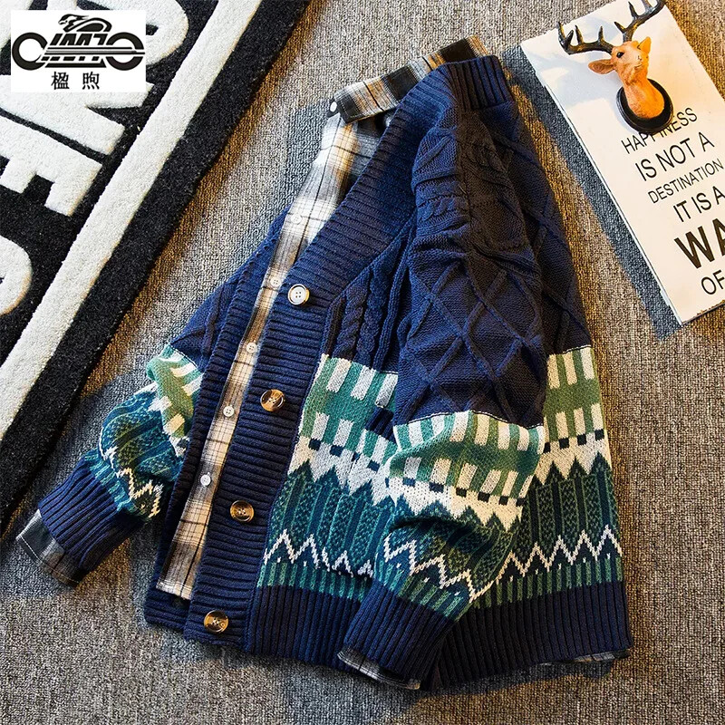 Rudens megztas megztinis megztinis vyrams ir moterims Kasdienis megztinis su V formos iškirpte Madingas universalus viršutinis drabužis Madinga Ins Fashion