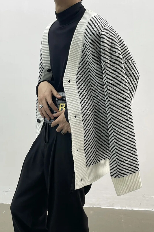 Pulover cu decolteu în V din sarg coreeană Vintage, elegant, elegant, tricotat, jachetă pentru bărbați, femei, pulovere cu scenă ocazională